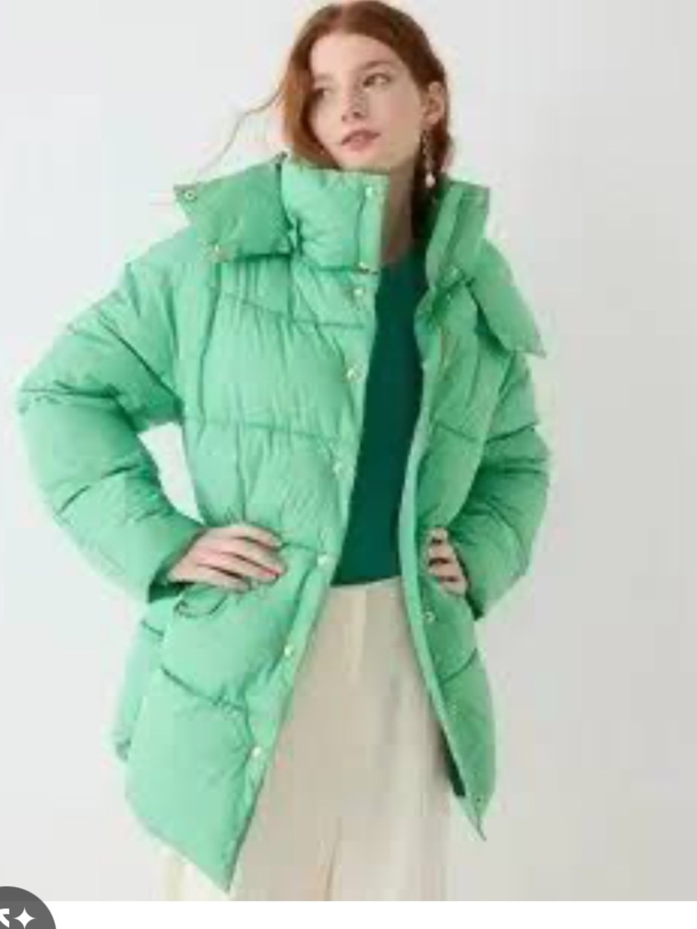 J. Crew Green Chateau Puffer Coat